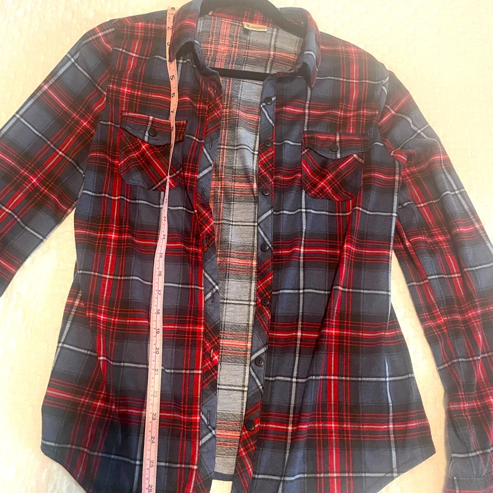 Red and blue flannel. Bought from buckle.
